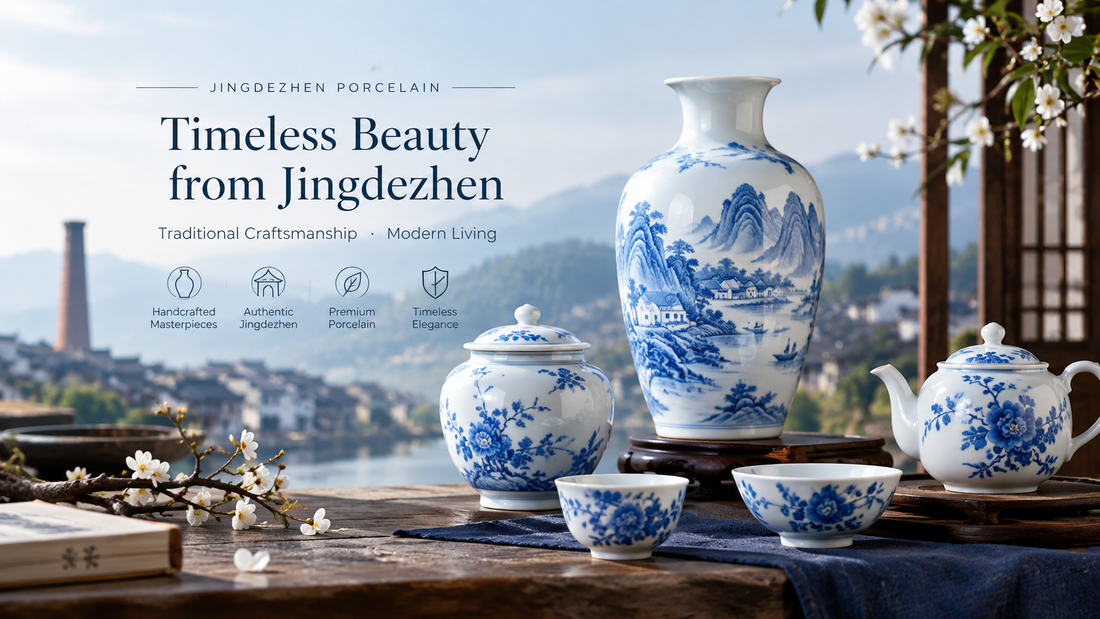 Hand-painted blue and white porcelain from Jingdezhen