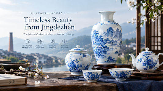 Hand-painted blue and white porcelain from Jingdezhen