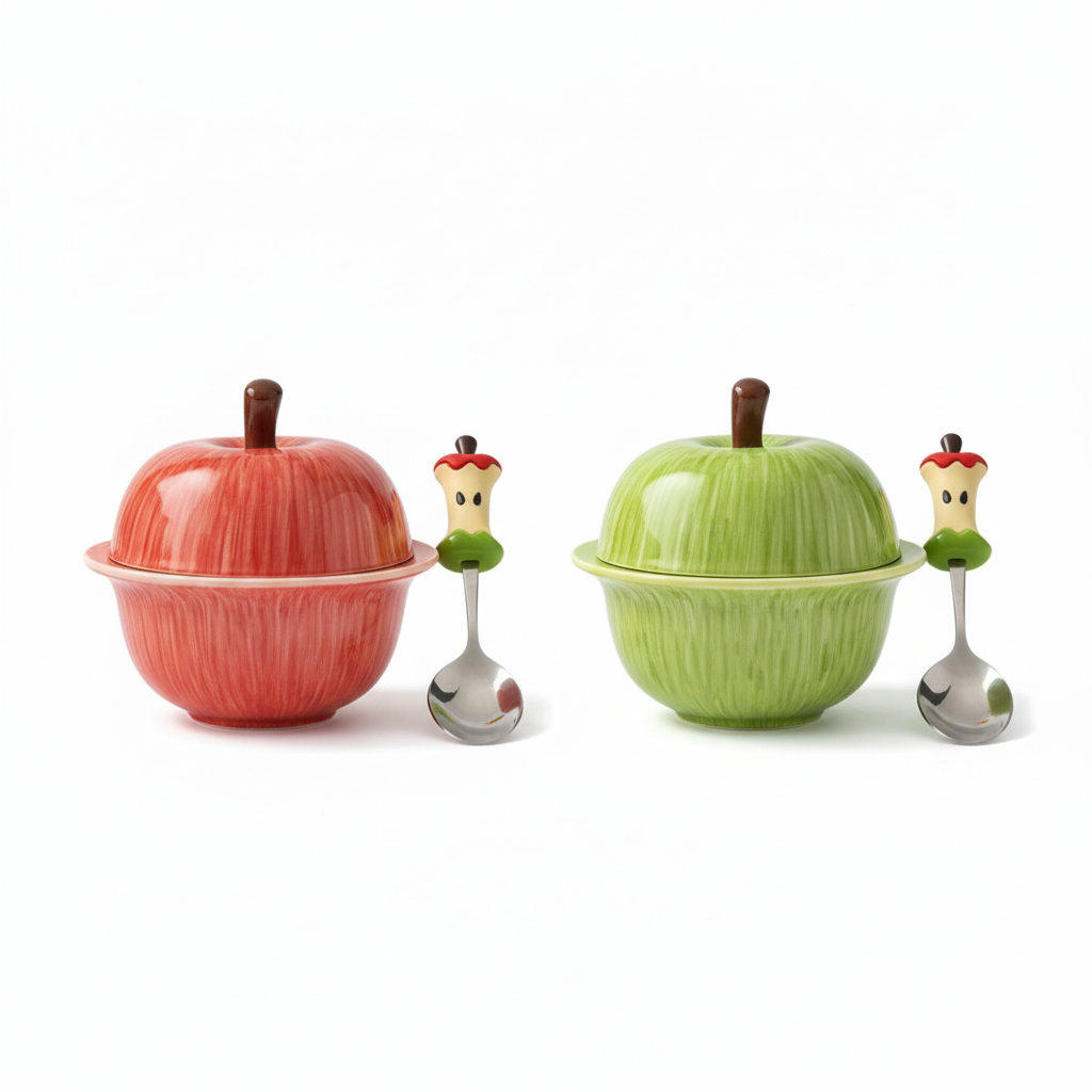 Jingdezhen ceramic apple stew pot with lid