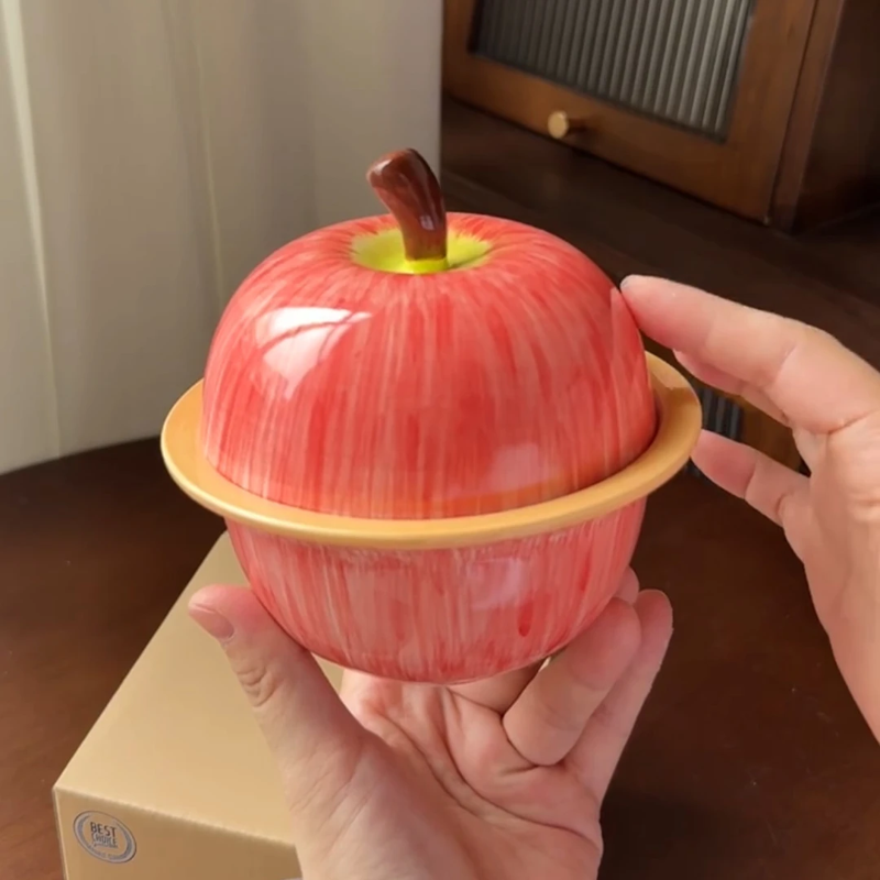 Jingdezhen ceramic apple soup tureen with fitted lid