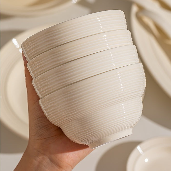 Jingdezhen milky-white dinnerware set – detail