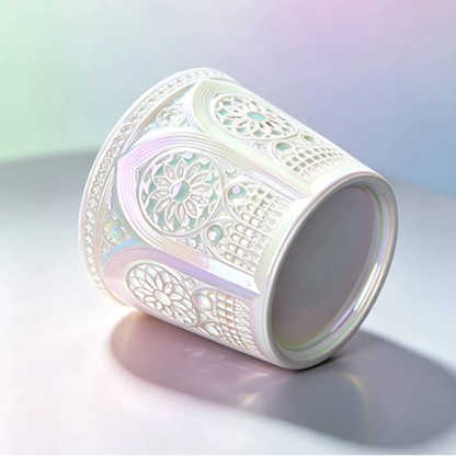 Jingdezhen porcelain coffee cup with gift box, rose-window pattern