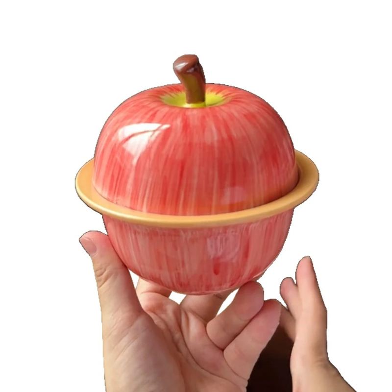 Jingdezhen lidded stew pot with smooth glaze and apple form