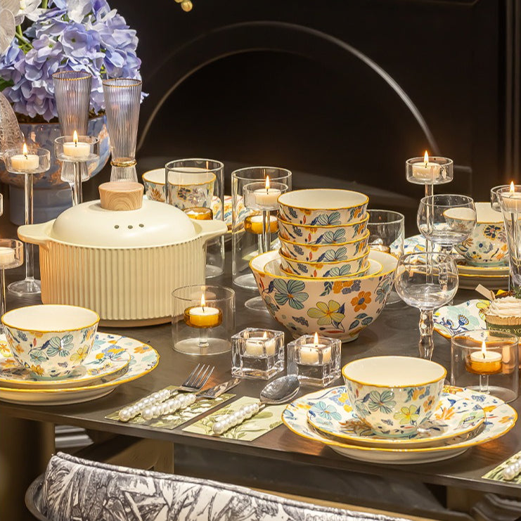 Man Ting Fang full-flower porcelain dinnerware – detail