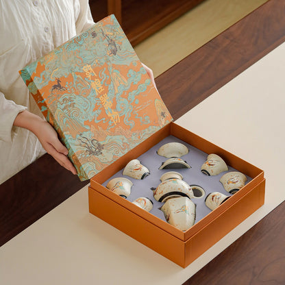 Dunhuang Flying Apsaras Flint-Red Xishi Teapot Tea Set – Gift Box