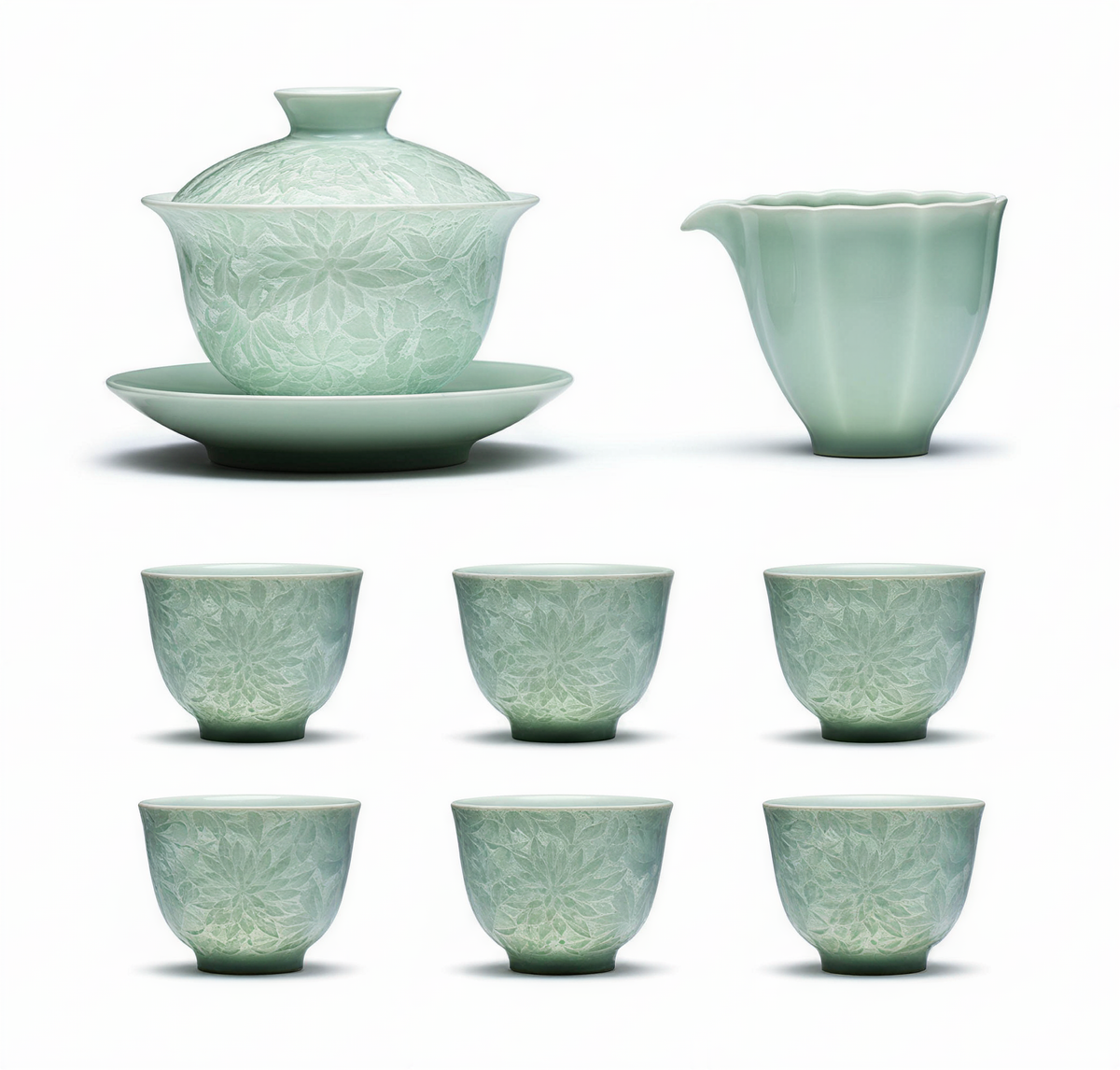 Floral Porcelain Gaiwan Tea Set