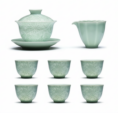 Floral Porcelain Gaiwan Tea Set