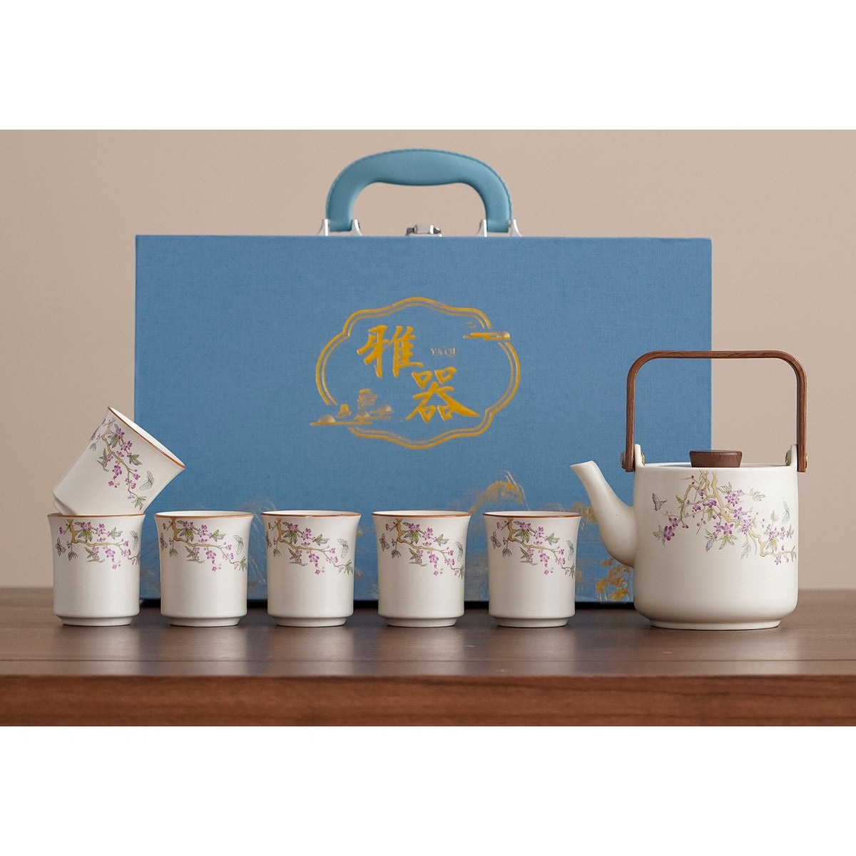 Ru-Style Cat Gongfu Tea Set – Wisteria / No Tray