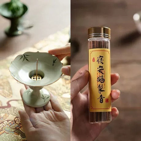 Hand-Painted Bamboo Incense Burner – Plant-Ash Glaze