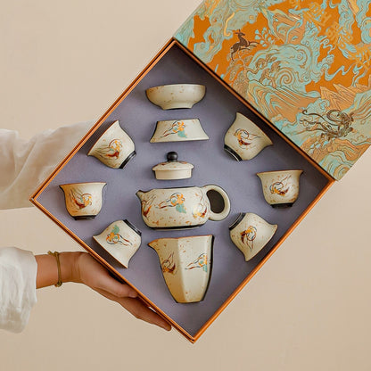 Dunhuang Flying Apsaras Flint-Red Xishi Teapot Tea Set – Gift Box