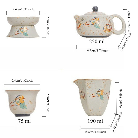 Dunhuang Flying Apsaras Flint-Red Xishi Teapot Tea Set – Gift Box