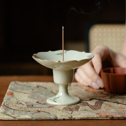 Hand-Painted Bamboo Incense Burner – Plant-Ash Glaze
