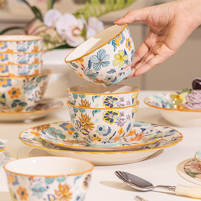 Man Ting Fang full-flower porcelain dinnerware – detail