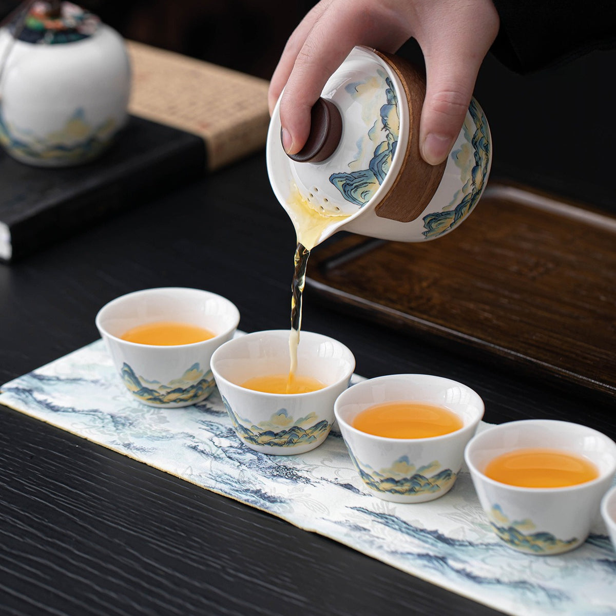 Thousand-Li Landscape travel tea set – detail