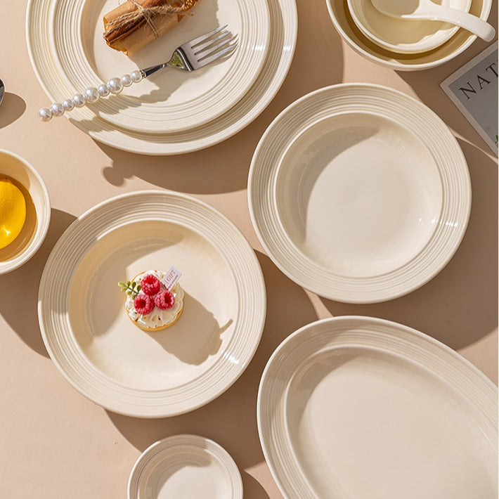 Jingdezhen milky-white dinnerware set – detail