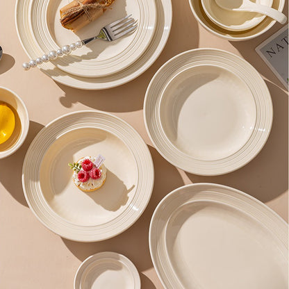 Jingdezhen milky-white dinnerware set – detail