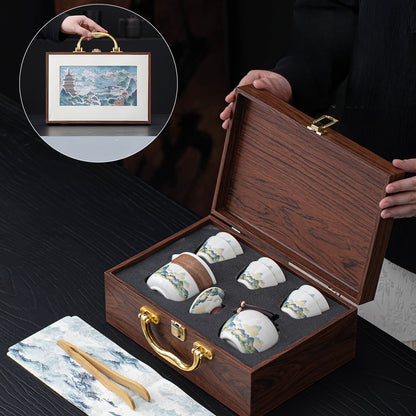 Thousand-Li Landscape travel tea set – detail