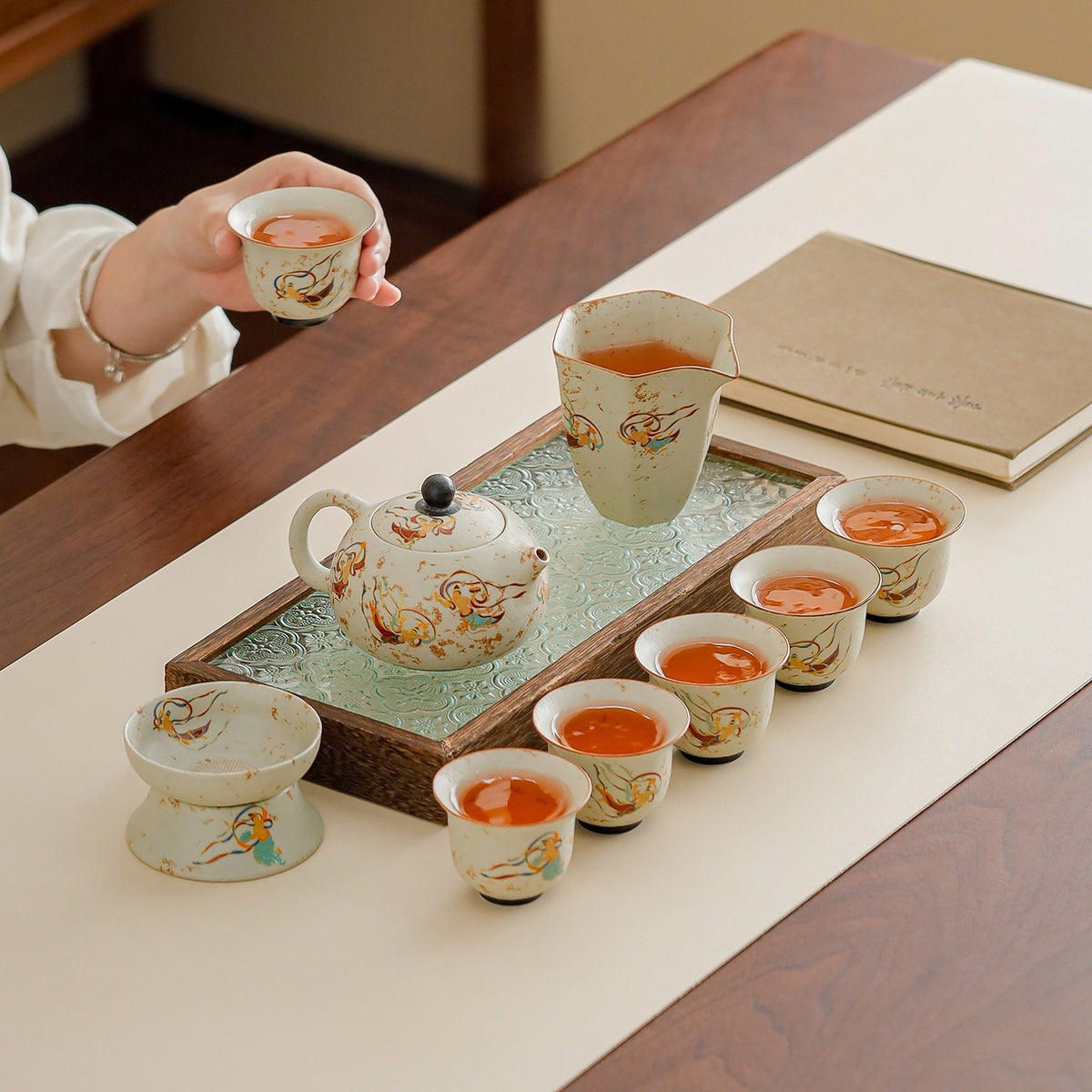 Dunhuang Flying Apsaras Flint-Red Xishi Teapot Tea Set – Gift Box