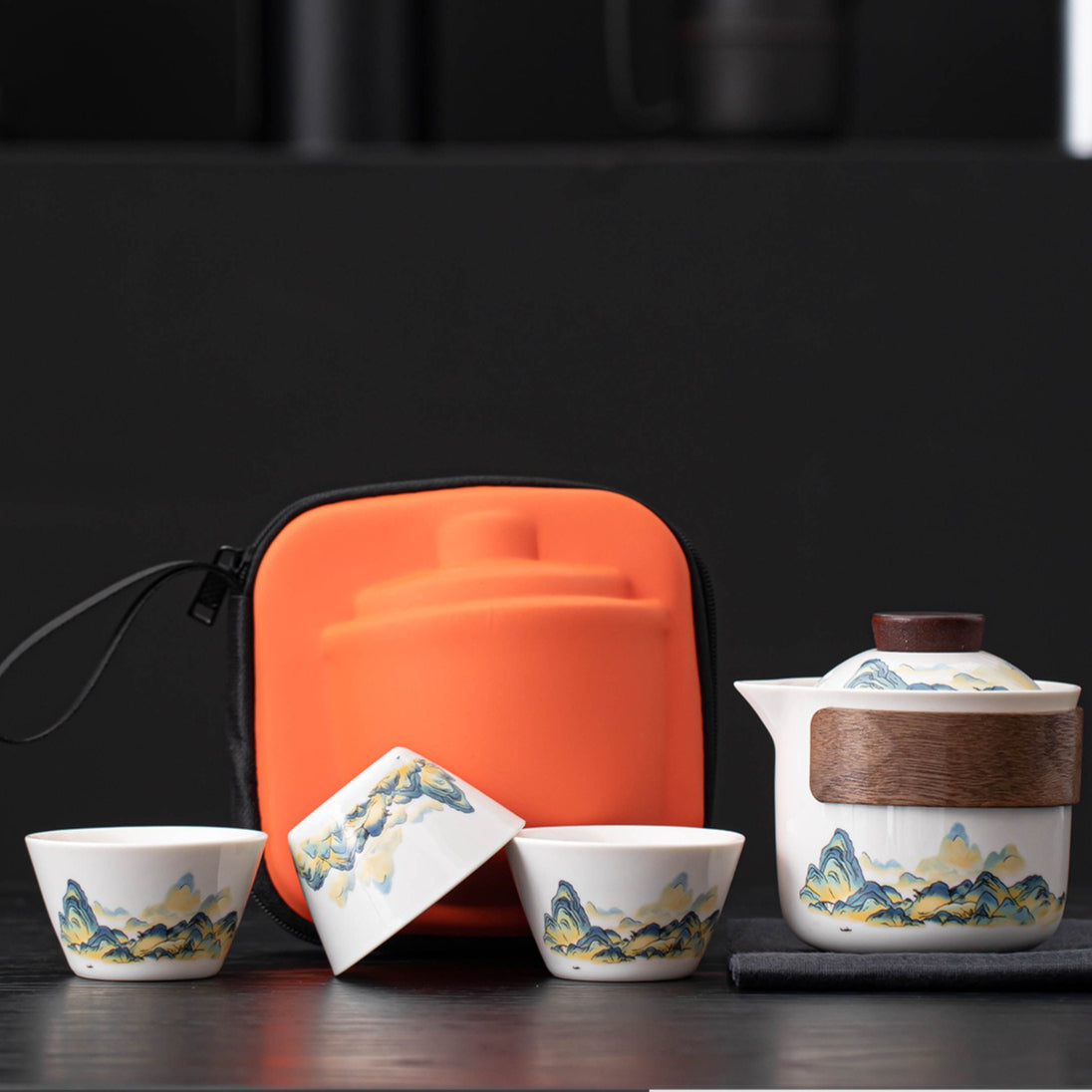 Thousand-Li Landscape Travel Gongfu Tea Set – Orange Storage Bag