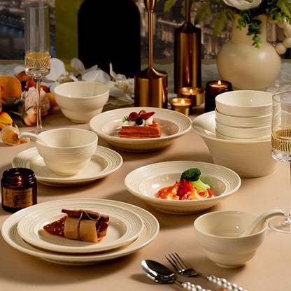 Jingdezhen milky-white dinnerware set – detail