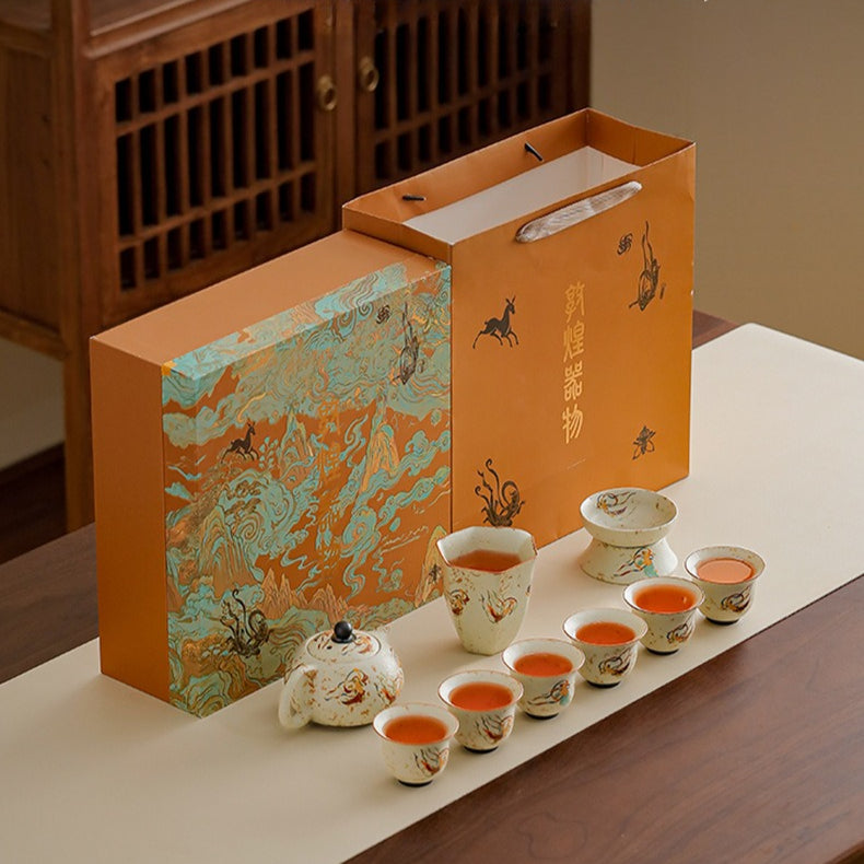 Dunhuang Flying Apsaras Flint-Red Xishi Teapot Tea Set – Gift Box