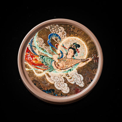 Dunhuang Flying Apsaras Ceramic Tea Saucer – Relief Carved