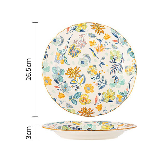Man Ting Fang Full-Flower Porcelain Dinnerware – 10-inch Scalloped Serving Plate