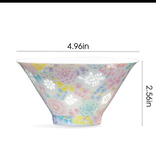 Jingdezhen Linglong Porcelain Bowl – Floral Rice-Grain