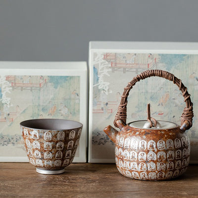 Wanfo Silver-Gilded Rattan Teapot + Master Cup (Color Box)