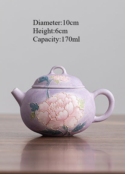 Purple Mist Peony Hand-Painted Porcelain – Teapot – 170ml