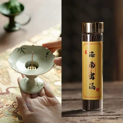 Hand-Painted Bamboo Incense Burner – Plant-Ash Glaze