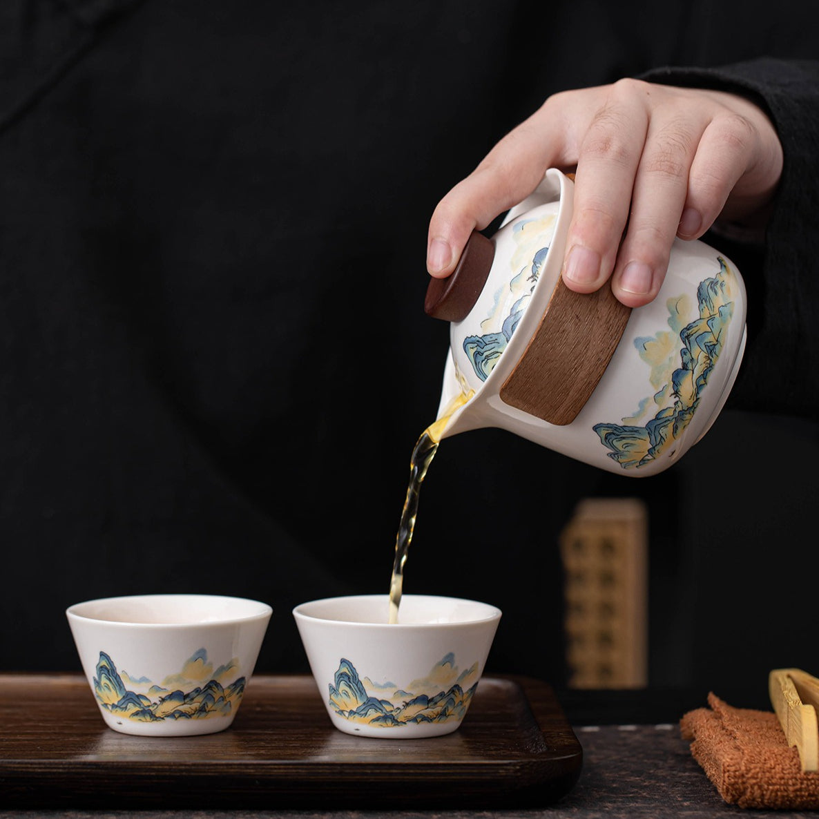 Thousand-Li Landscape travel tea set – detail
