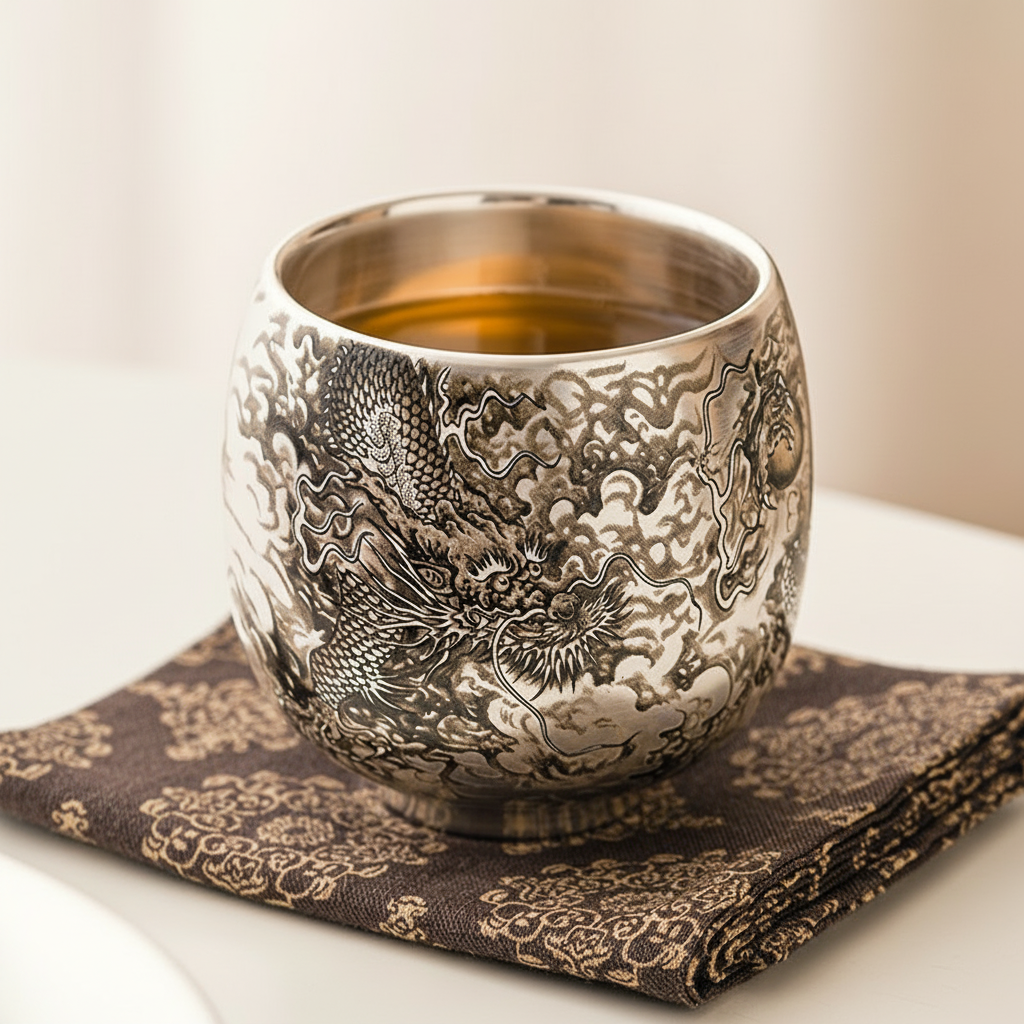 Dragon Motif Porcelain Tea Cup