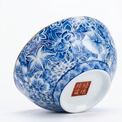 Jingdezhen Blue-and-White Enamel Tea Cup – Silver Inlay Gongfu Cup (60ml)