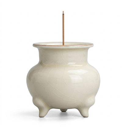 Ru-Style Three-Legged Incense Burner – Wood-Fired Celadon