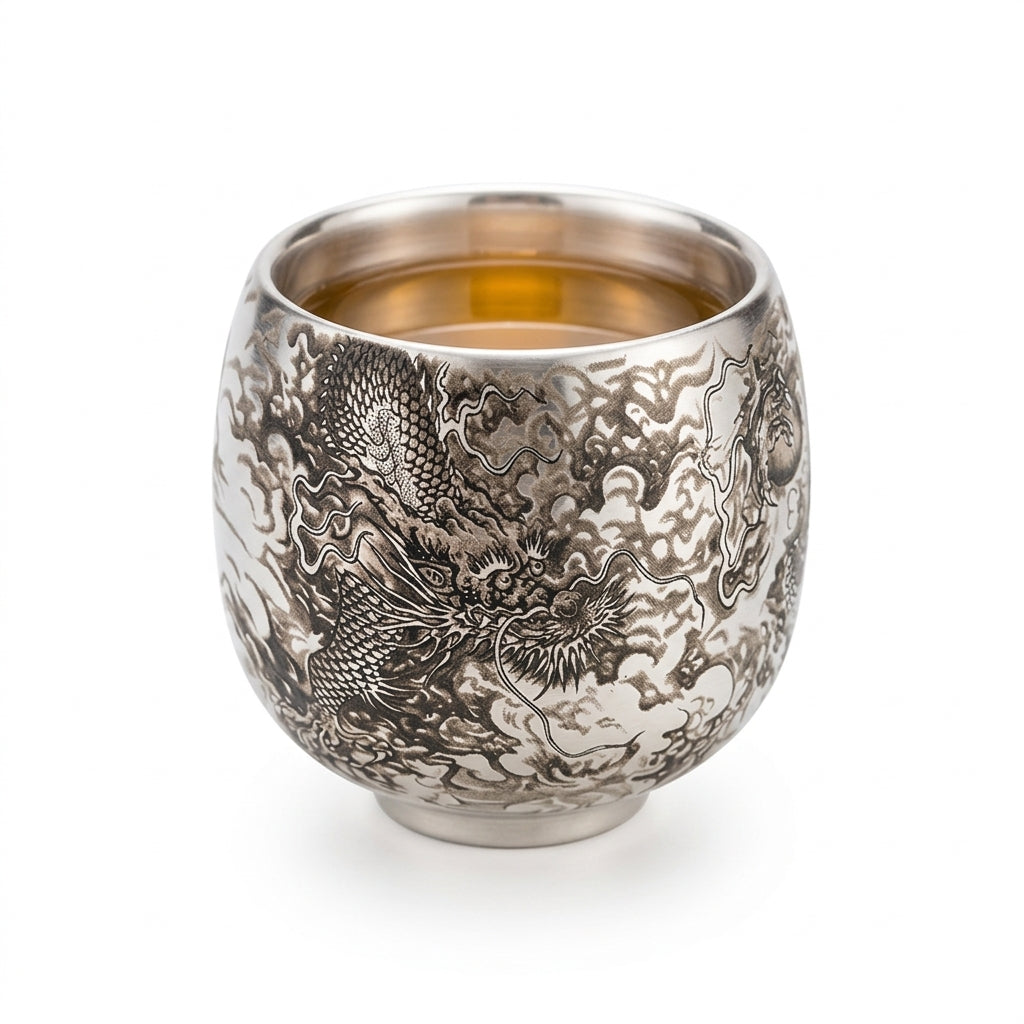 Dragon Motif Porcelain Tea Cup