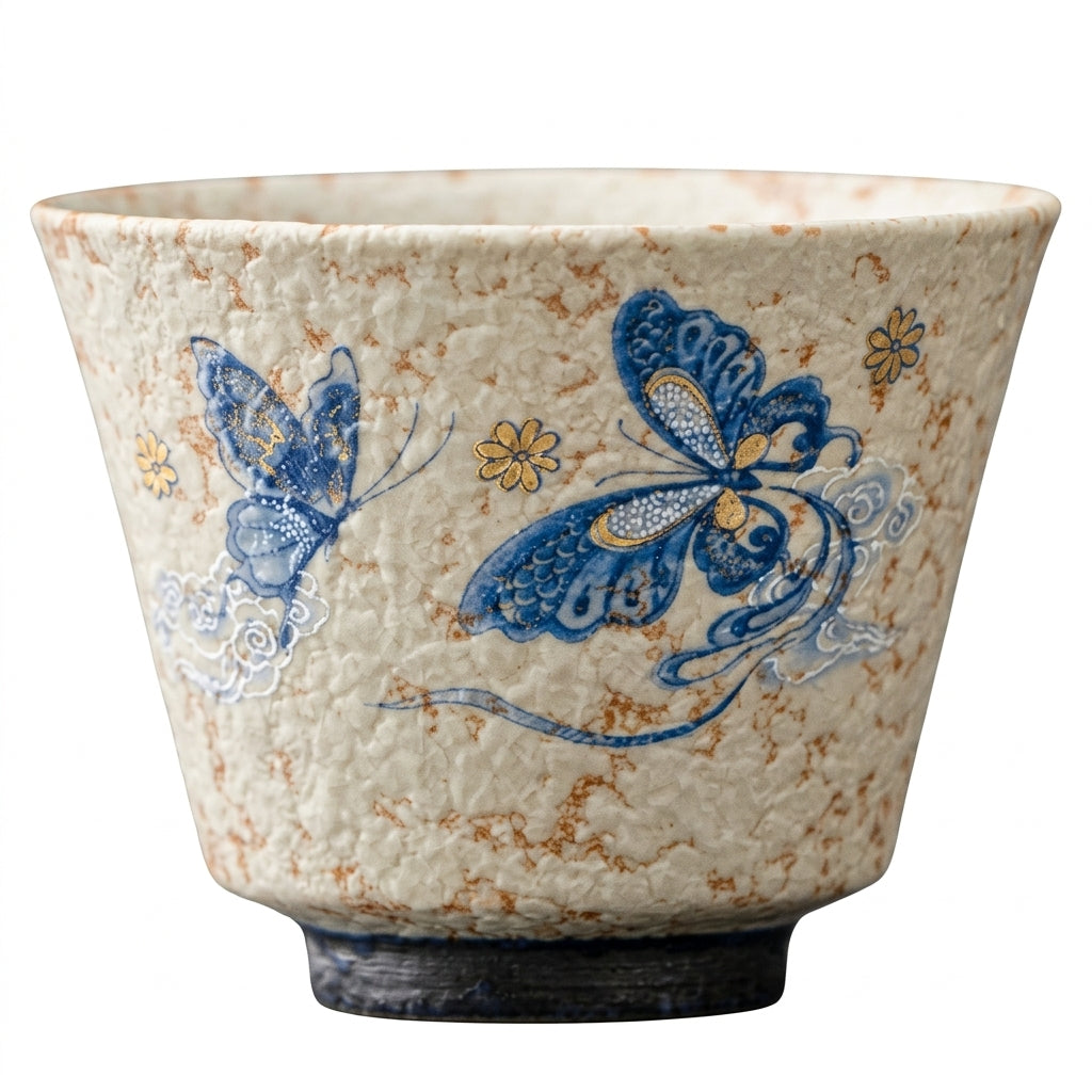 Blue Butterfly Flint-Red Ceramic Gongfu Tea Cup