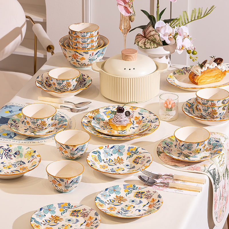 Man Ting Fang full-flower porcelain dinnerware – detail