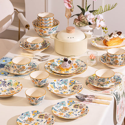 Man Ting Fang full-flower porcelain dinnerware – detail