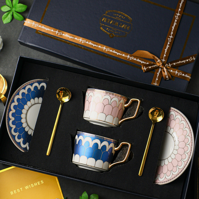 Pink and Blue Cup and Saucer Set - Multi-Piece Coffee and Tea Service - product image