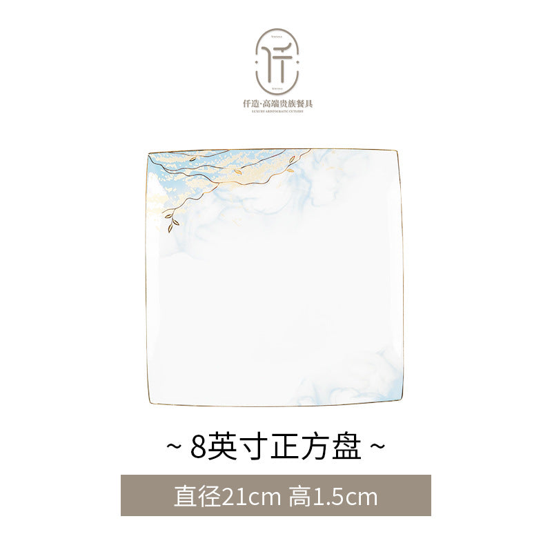 Jingdezhen glazed dinnerware – Square Plate – 8 in