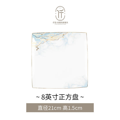 Jingdezhen glazed dinnerware – Square Plate – 8 in