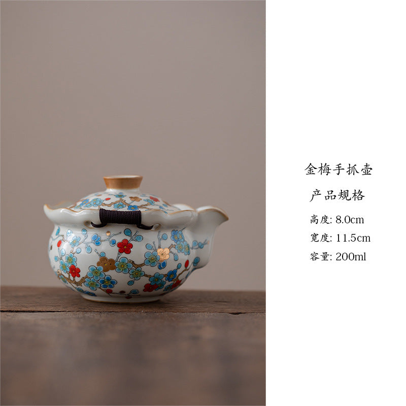 Ru-Style Golden Plum tea set – Handle Pot