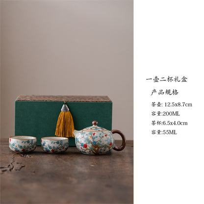 Ru-Style Golden Plum tea set – Xishi Pot + 2 Cups (Gift Box)
