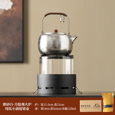 Moonlit Fire Charcoal Stove - Black + Xiaoman Handle Teapot + Charcoal