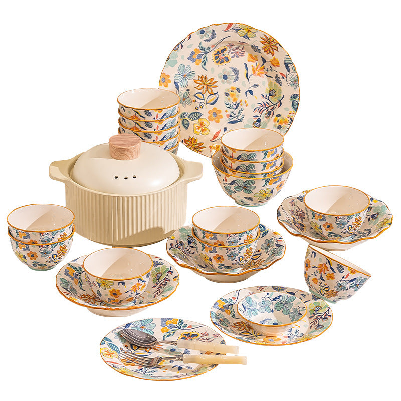 Man Ting Fang full-flower porcelain dinnerware – bowls, plates and spoons
