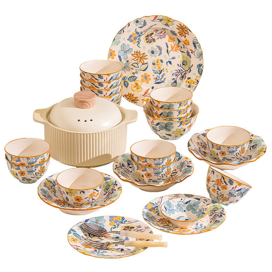 Man Ting Fang full-flower porcelain dinnerware – bowls, plates and spoons