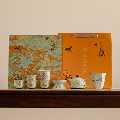 Dunhuang Flying Apsaras Flint-Red Xishi Teapot Tea Set – Gift Box