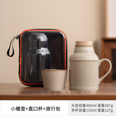 Ash-Tone [Plain] Small Warming Pot + Tasting Cup + Travel Case