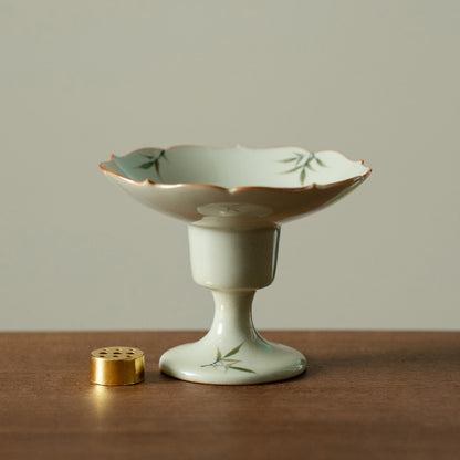 Hand-Painted Bamboo Incense Burner – Plant-Ash Glaze